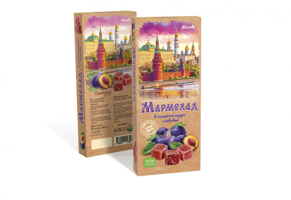  Сладарт Мармелад Сливовый МОСКВА в сахарной пудре (642), 200г   в Сафонове